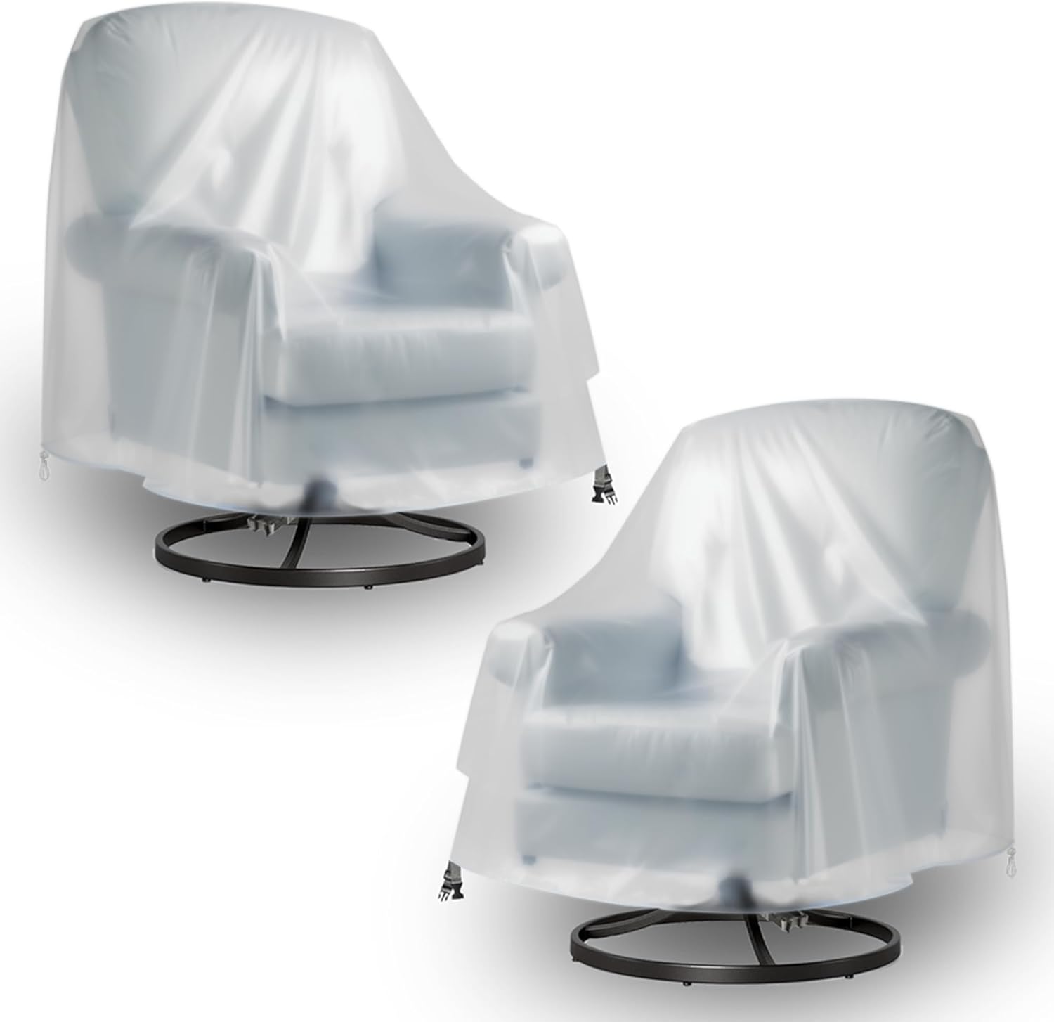 Outdoor Swivel Chair Cover – Frosted PVC Heavy Duty Waterproof, Tear-Proof Patio Furniture Protector (2-Pack, 33" W x 35" D x 38.5" H)