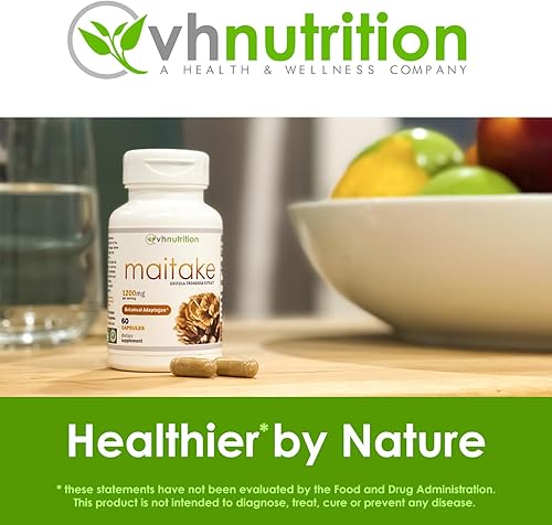 Miniatura 7 de VH Nutrition Hongo MAITAKE  Cápsulas de hongos Maitake  1200 mg por porción  60 cápsulas  Extracto estandarizado de Grifola frondosa