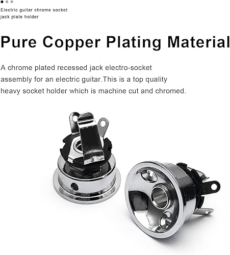 Miniatura 2 de SAPHUE Soporte de placa de enchufe cromado para guitarra eléctrica, enchufe de 0.250 in, electrocohete empotrado, piezas de guitarra (entrega de