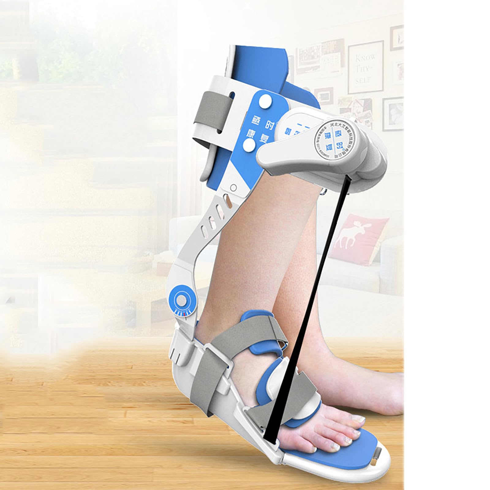 Entrenador Rehabilitación Tobillo, Equipo Ortopédico Tobillo Con Placa Angular, Fuerza Corrección Ajustable 75° Y Estructura Mecánicamente Estable, Diseño Cómodo Todo Incluido,para Caída Del Pie