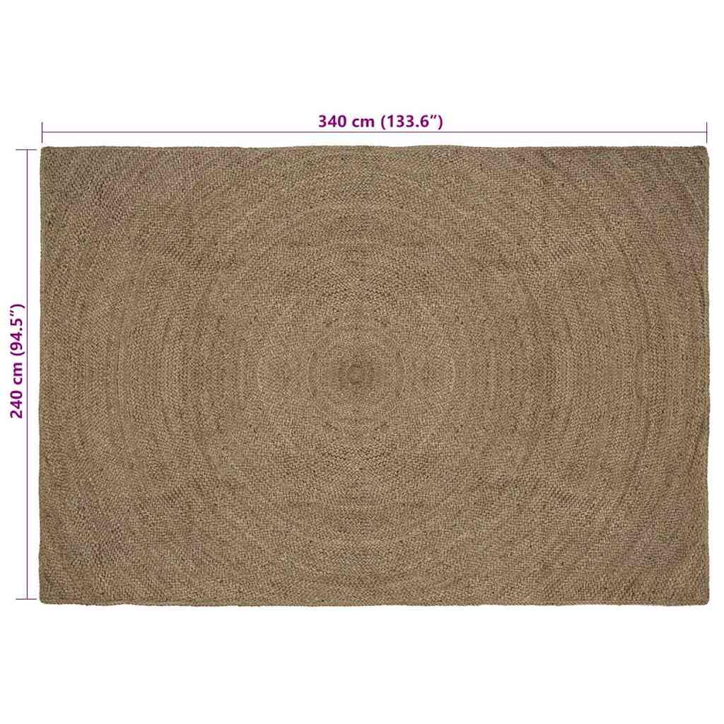 Makastle Tapis de Zone Gris 240 x 340 cm en Jute Fait Main 20,5 kg pour Intérieur