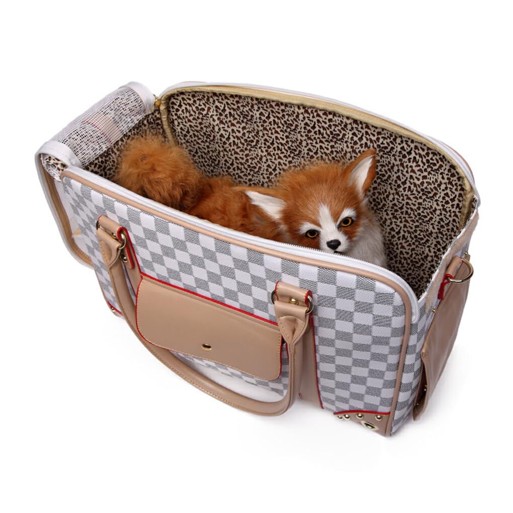 Katzentrage Handtasche, modische und praktische Tasche für Katzenbegleiter, modisches Aussehen, PU Tragetasche für Hunde und Katzen, Kaffee
