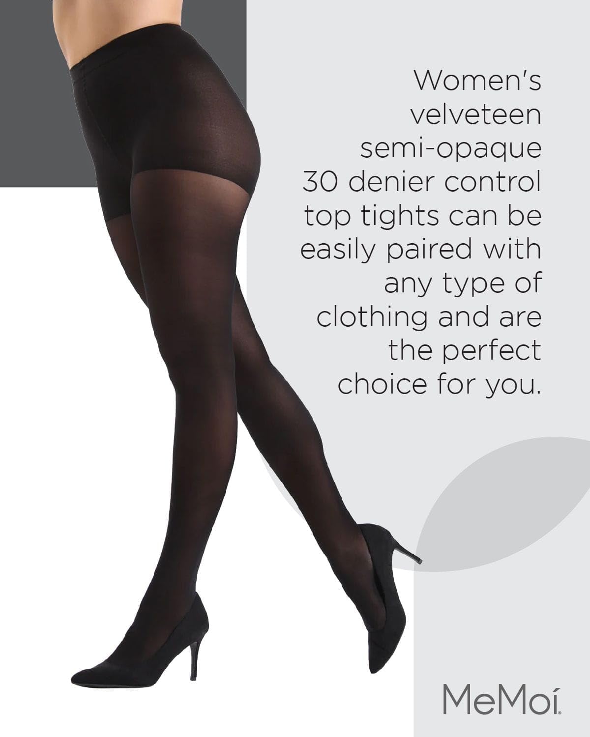 MeMoi Velveteen Semi Opaque Tights, Comfortable and Lightweight Control Top Tights, 30 Denier - Sizes S-Q2 - Image 5