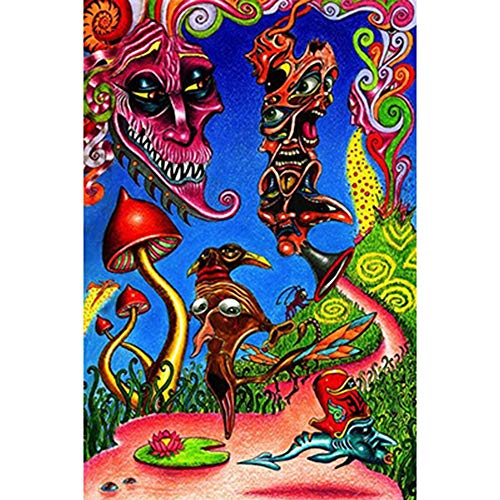 Magic Mushrooms Silk Poster Psychedelic Mushrooms Art Print Wall Decor, Unframed 36" X 24"