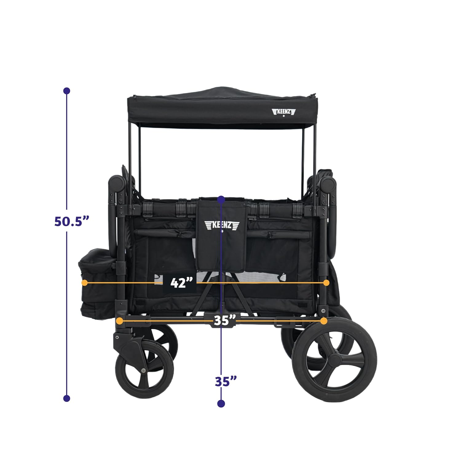 Keenz MOOV Stroller Wagon with overall dimensions