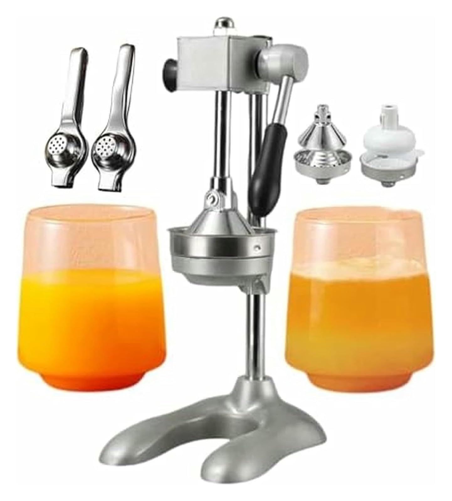 Presse-agrumes manuel de qualité commerciale, comprend 2 moules et 2 petits presse-agrumes, extraction facile du jus (argent)(Silver)