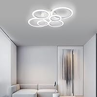 Vista 5 de Vikaey Lámpara de Techo LED Moderna de Montaje al Ras, 6 Anillos Blancos Lámpara de Techo Cerca del Techo, Lámpara de Iluminación para Sala de Estar