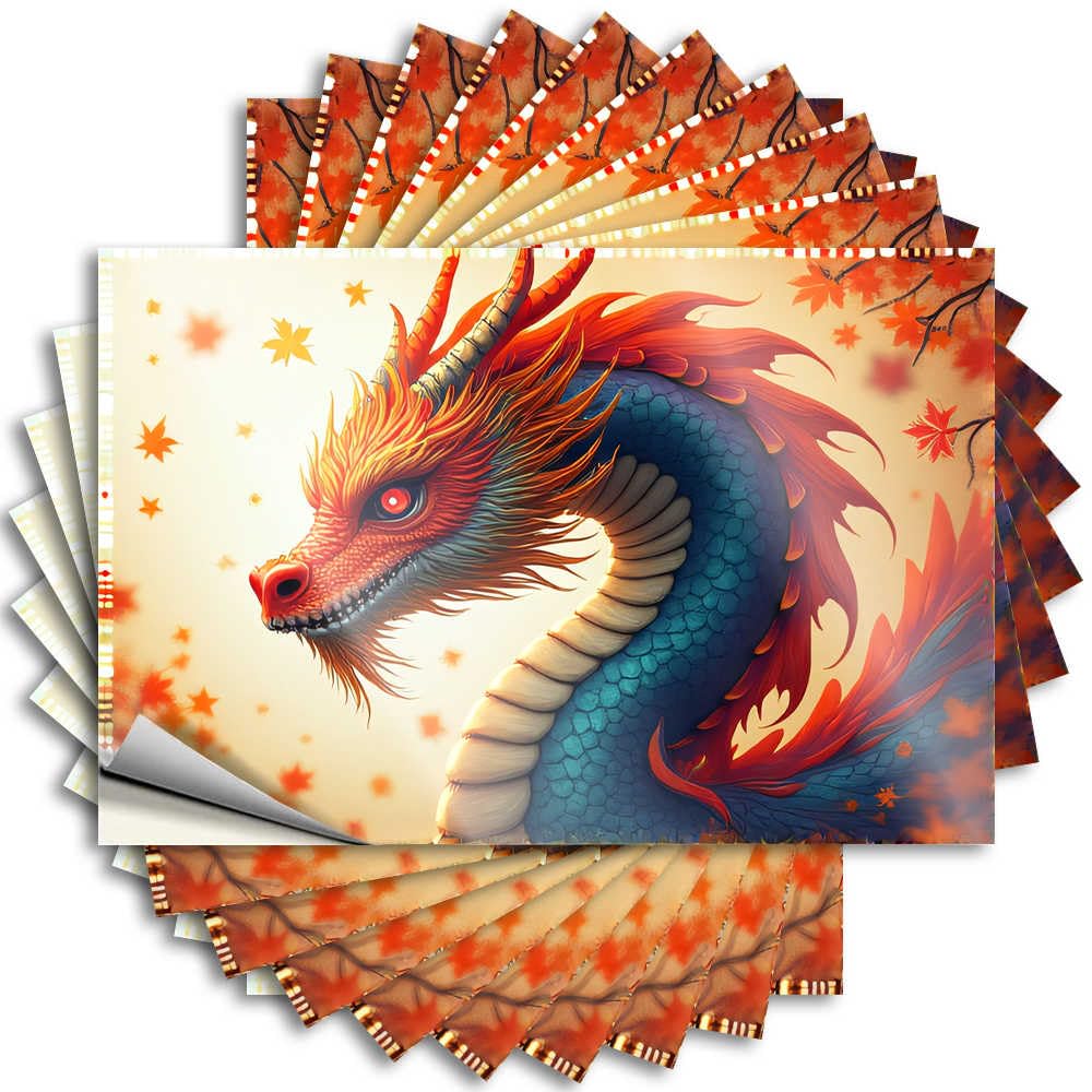 Fzfn Men's Colour Decals Motivational, Billiards Bottle Dragon In Autumn Leaves | Office Decor For (12X18cm)