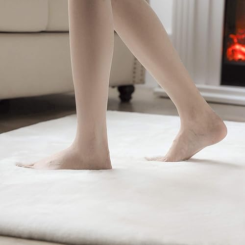 Miniatura 5 de Ashler HOME DECO Alfombra de piel sintética ultra suave, alfombra de área para dormitorio, suelo, sofá, sala de estar, alfombra decorativa blanca, 2
