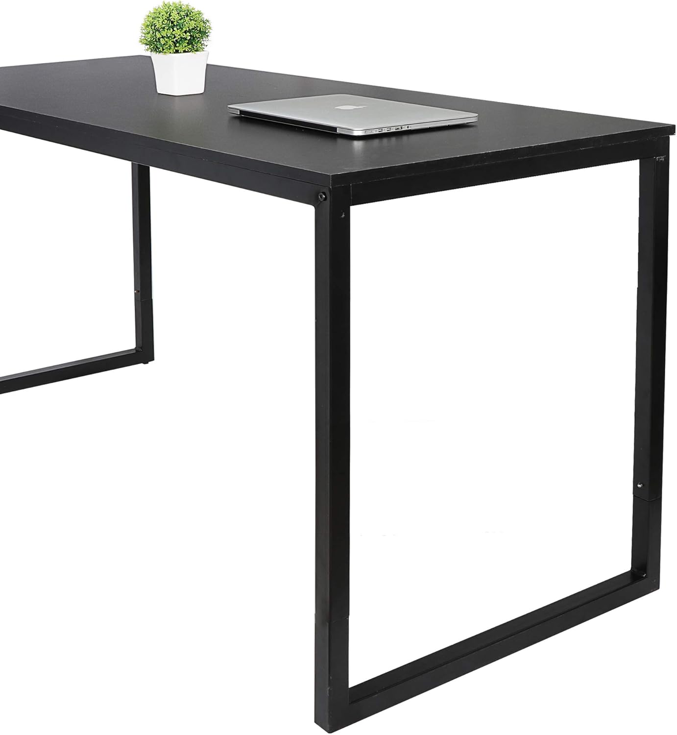 Home Office 55 Inch Computer Desk, Modern Wood Simple Style Writing Laptop Table, Black