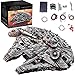 Technic Star Wars Millennium Falcon Falcon Starship Modèle Avec Présentoir Et Éclairage LED, 7528 Pièces Grand Ensemble De Construction De Vaisseau Spatial Compatible Avec Lego A,84 * 56 * 21cm