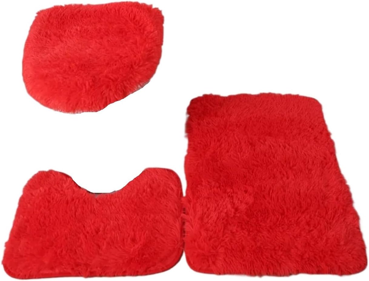 Toilet Seat Covers Washable 2sets Simple Bathroom Mat Closestool Cover Fluffy Anti-Slip Soft Bath Rug Household Decoration Thicken Washable Carpet Washroom(A)