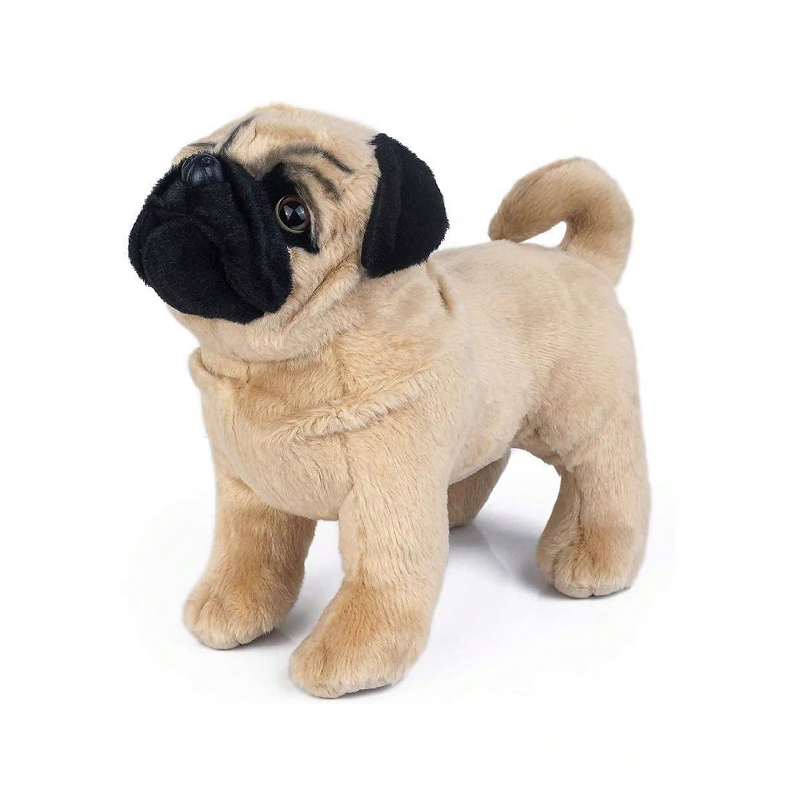 TUKVESZE Brown Pug Dog Stuffed Animal, 12 inch Pug Dog Plush Toy Lifelike Dog Stuffed Animals for Girls and Boys Birthday Day, New Year (Brown)