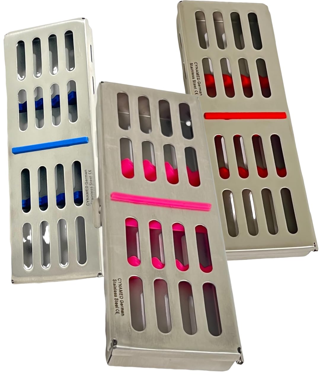 3 Count - Dental Instrument Sterilization Boxes with Silicone Inserts for 5 Instruments Size 7