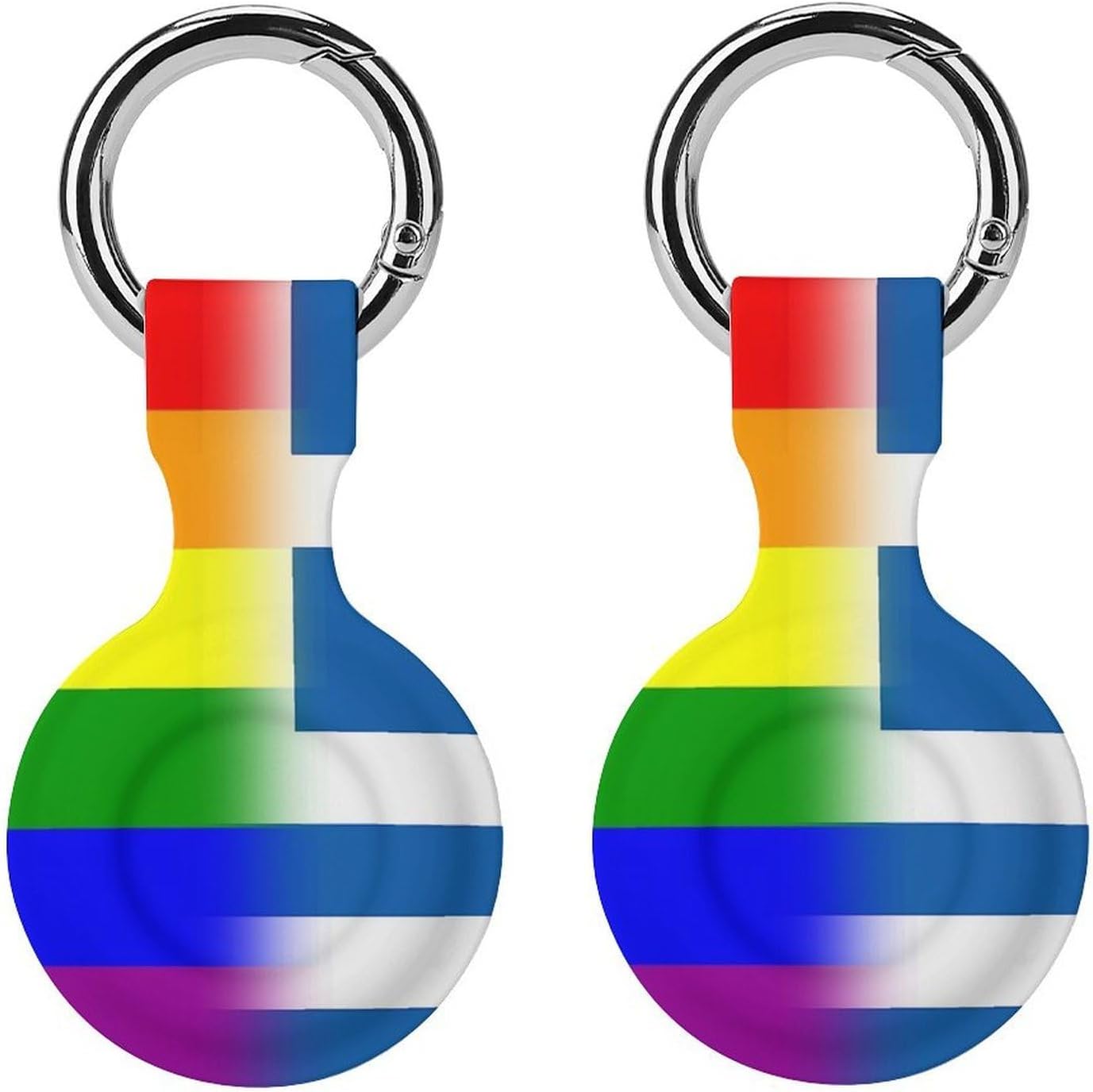 LGBT Gay Greece Flag Funny Cover Compatible with AirTag Case Protector GPS Tracker Holder with Keychain
