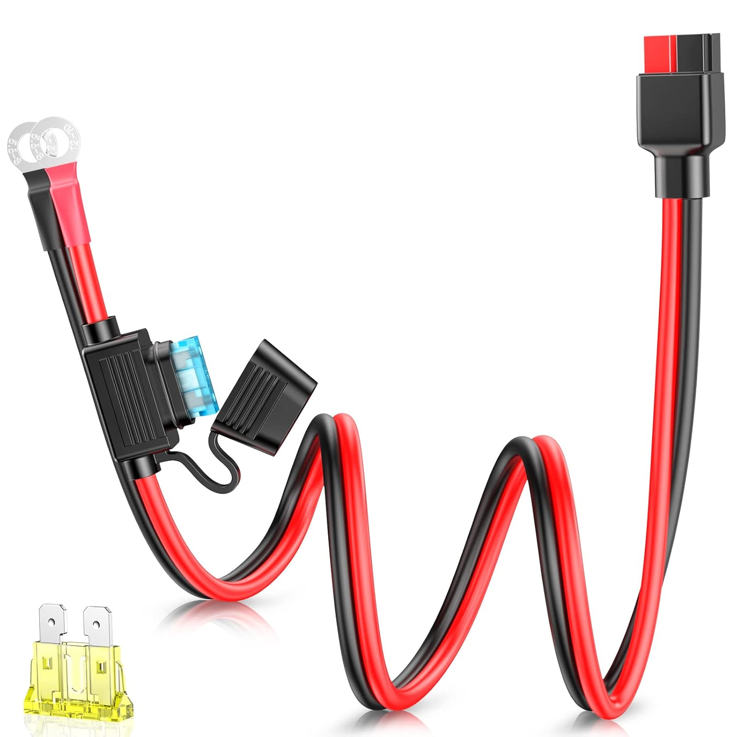 Conector ELECTOP 45A com Terminal O Ring, Compatível com Adaptador Ads Port, Cabo de Bateria 10AWG com Fusível de Proteção 15A/20A para Geradores Solares Portáteis Automotivos