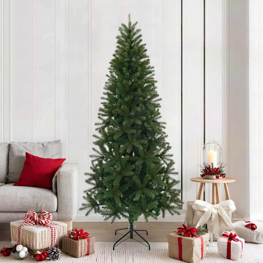 Árbol de Navidad artificial verde, 210 cm, de PVC y PE, soporte de acero resistente, ideal para interiores y exteriores, decoración festiva