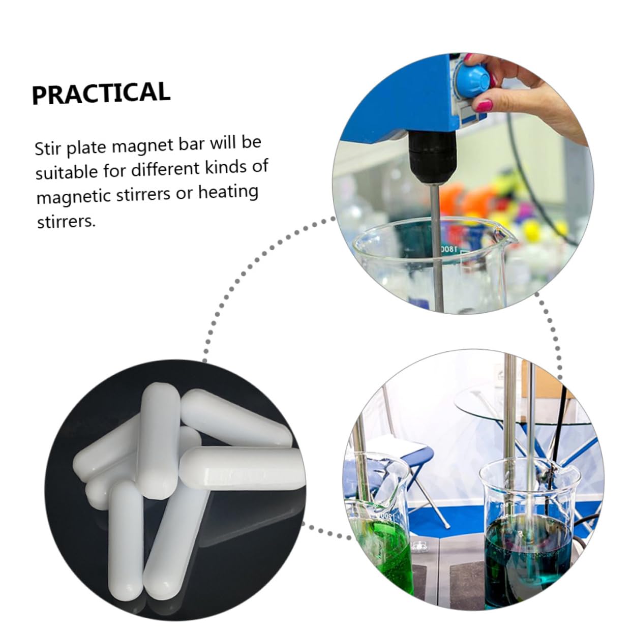OUNONA 3 Sätze Magnetrührer Gadgets Barren Maschinenmischer Sportköder Handrührer Magnetrührstäbchen Magnetstab Magblox Magnet Stab Rührplattenstab Labor-rührstab Ptfe Weiß 8 Stück * 3