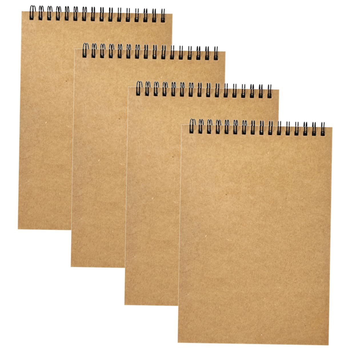 4 Stück-pack Spiralnotizbücher A5, Papier, Braun, Einfach