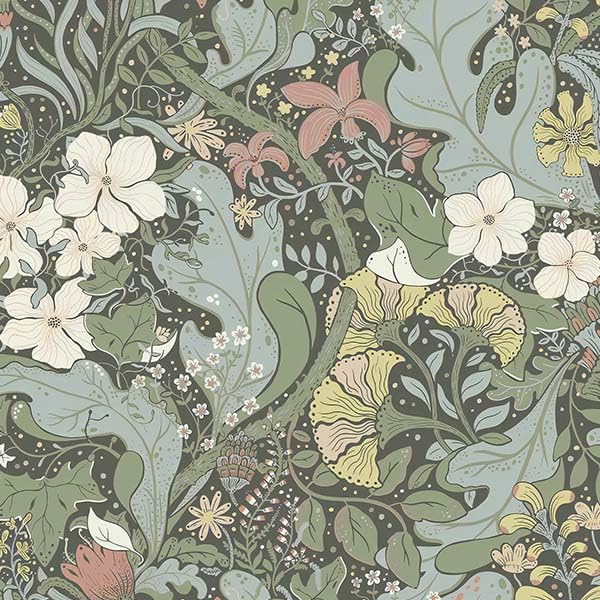 HeloHo Peel and Stick Wallpaper 16.1" X 787" Green Floral Wall Paper Self Adhesive Removable Waterproof Contact Paper for Living Room Bedroom Decor