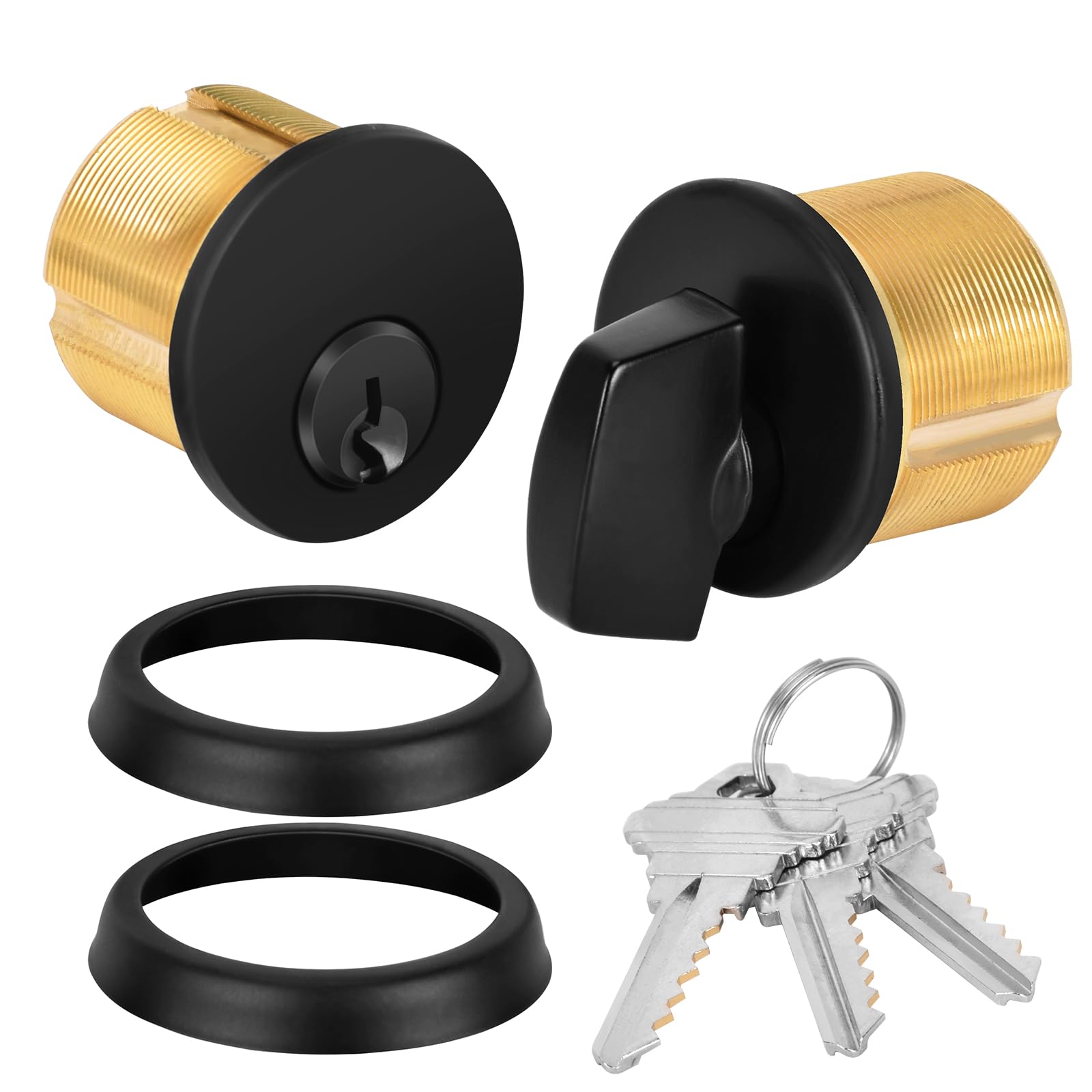 Reetometal Brass Mortise Lock Cylinder with Thumbturn for Standard Commercial Storefront Door Lock Replacements with 3 Keys, Adams Rite Style Cam