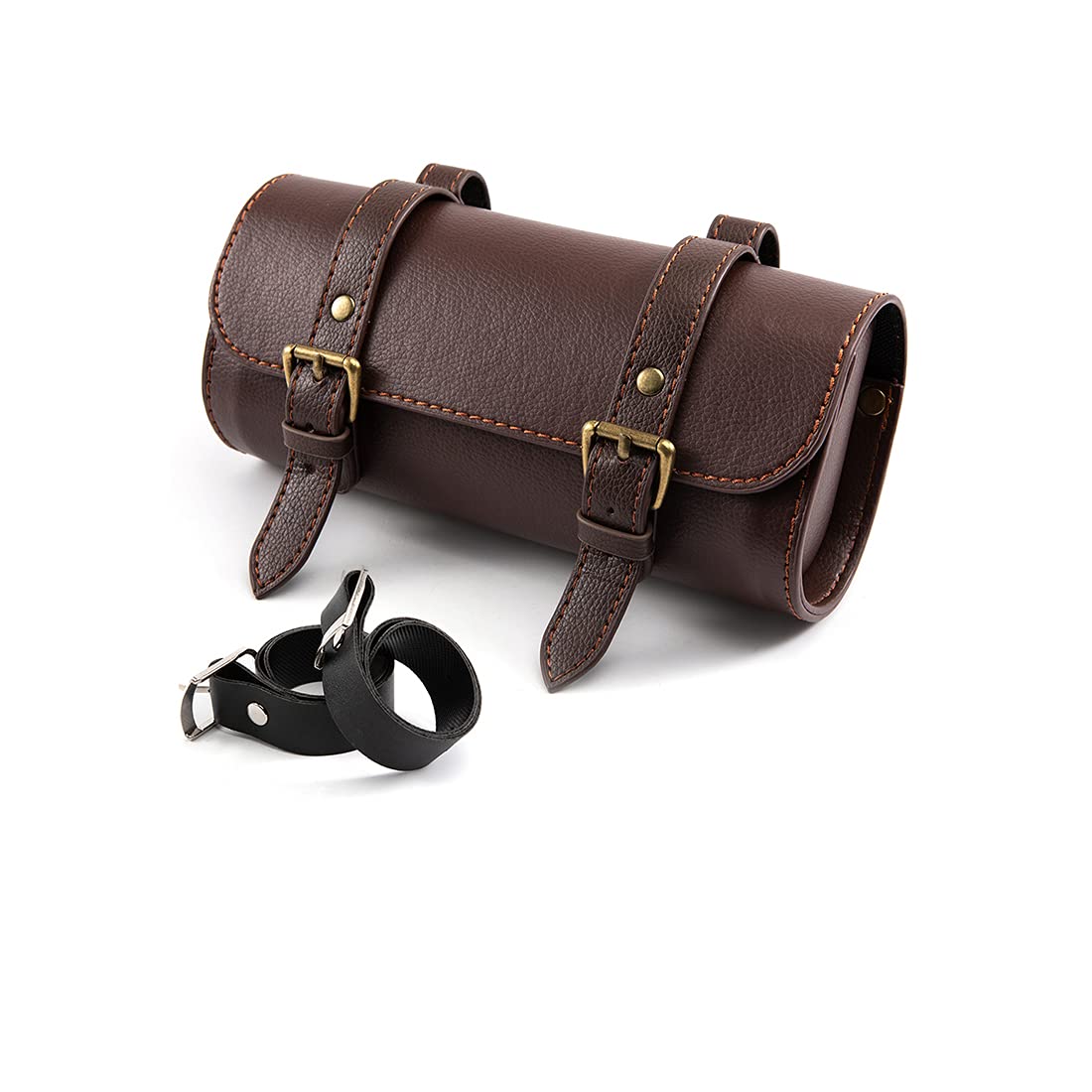 Borsa da sella per moto, mini forcella da moto, manubrio in pelle PU, custodia per attrezzi (D)