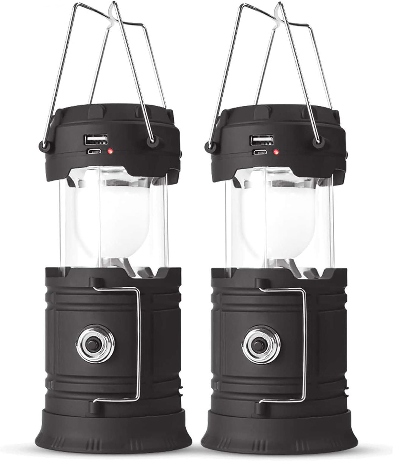 Solar Powered Camping Lantern, Flashlights Charging for Phone, USB Rechargeable LED Camping Lantern, Collapsible & Portable for Emergency, Hurricanes