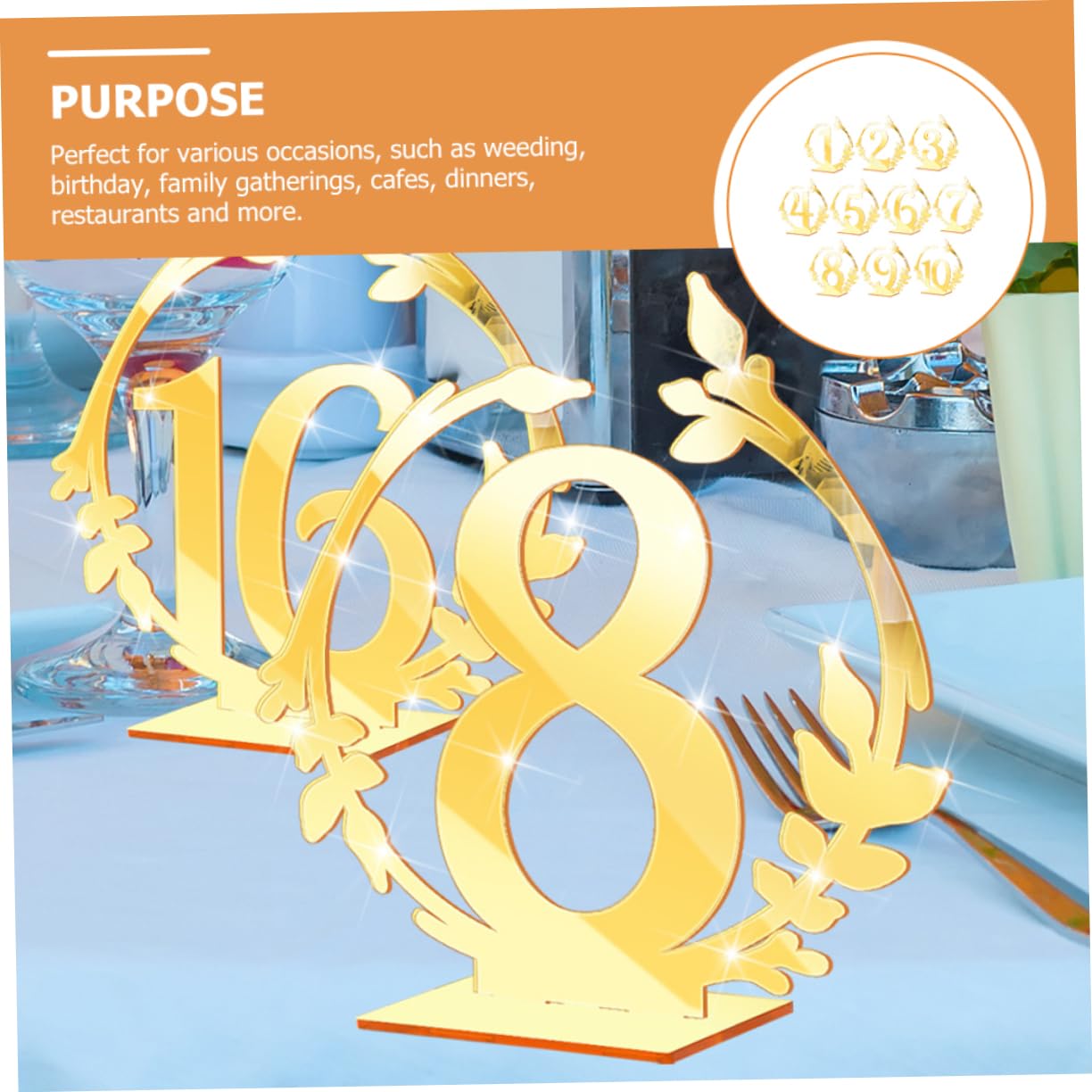 Wakauto Set of 10 Wedding Table Number Holders Stylish Acrylic Table Number Cards for Events Parties