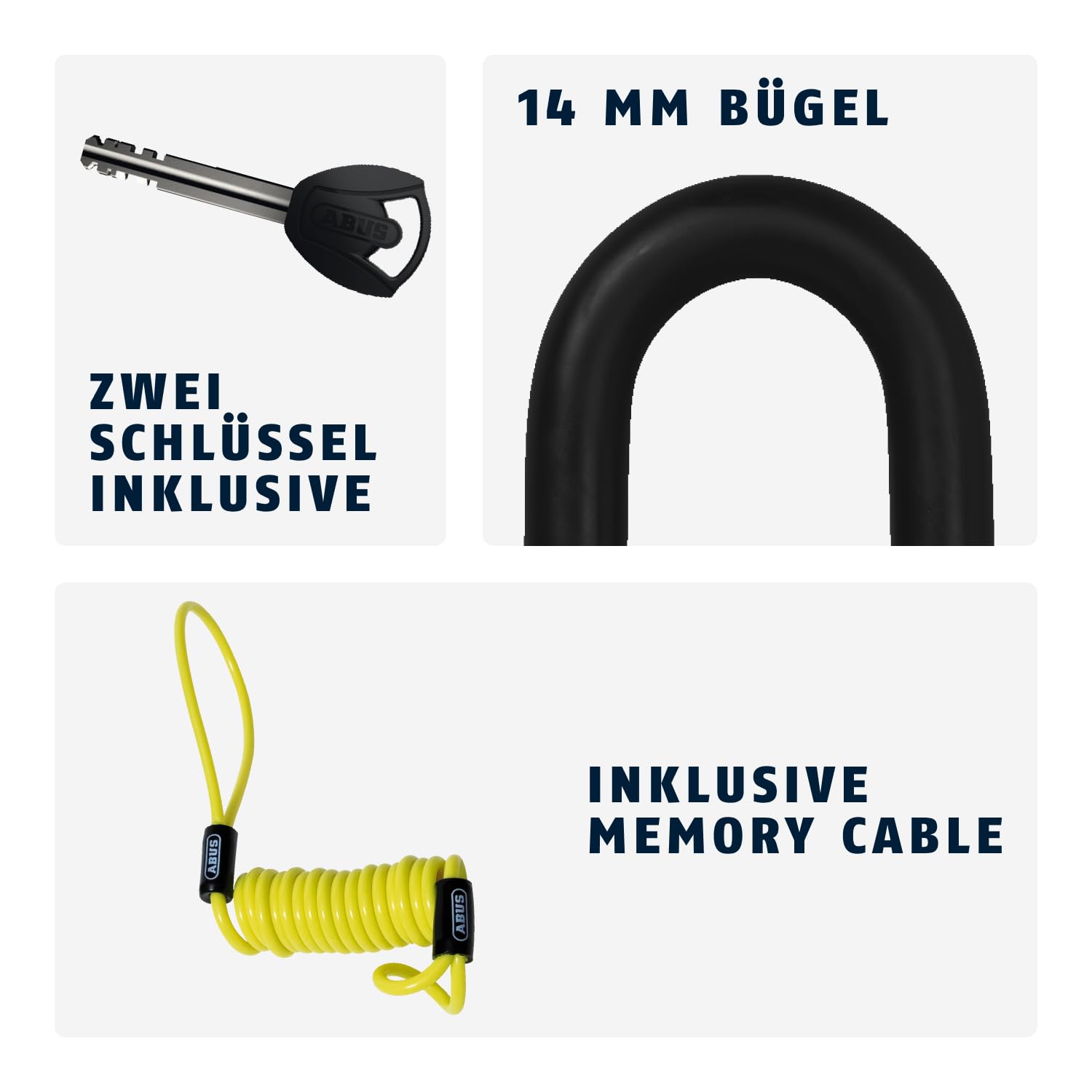 ABUS Motorrad Bremsscheibenschloss GRANIT™ Power XS 67 mit XPlus™-Zylinder – Motorradschloss mit doppelter Bügelverriegelung und Erinnerungskabel – Motorradzubehör – Gelb