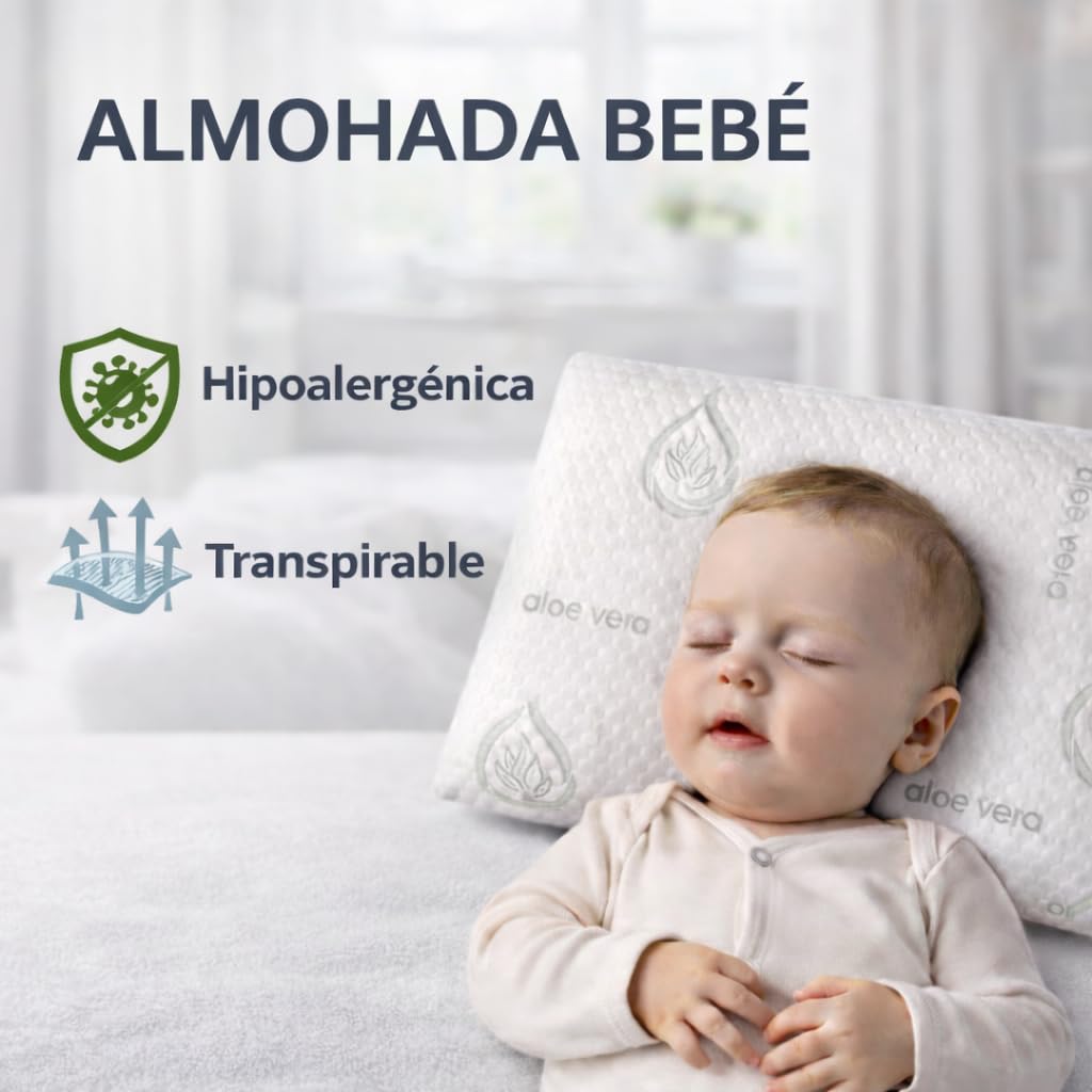 Dear Friend | Almohada Bebe plagiocefalia 49x27 Viscoelástica ergonómica y Transpirable – Almohada Bebe 0-3 Años plagiocefalia con Doble Funda y Apoyo Infantil - 3