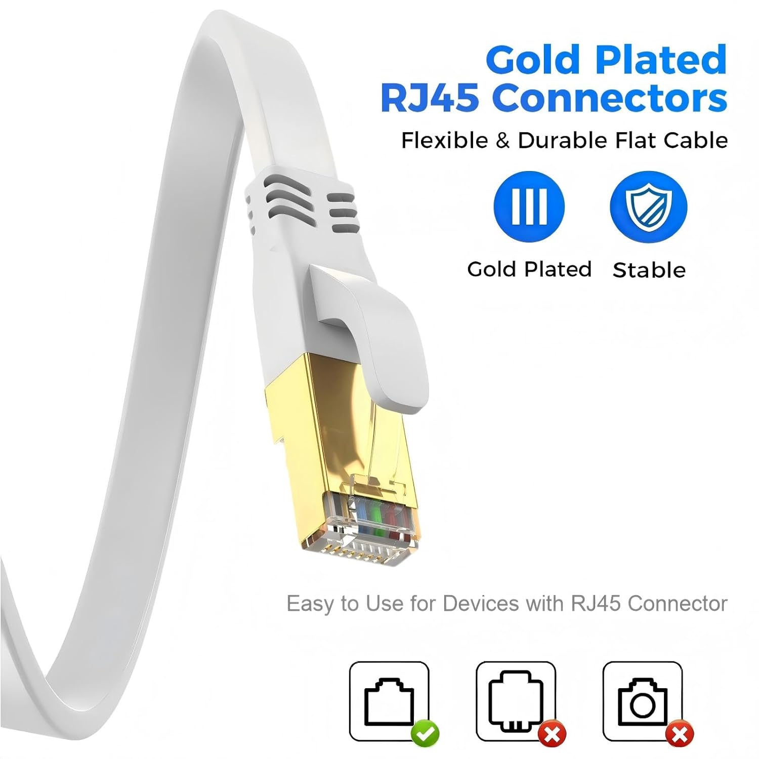 Cat 8 Ethernet Cable 150 FT, Outdoor&Indoor High Speed Heavy Duty Network LAN Internet Cable,SFTP Gold Plated RJ45 40Gbps 2000Mhz Patch Cord, for Modem/Router/Gaming,Faster Than Cat7/Cat6/Cat5-White