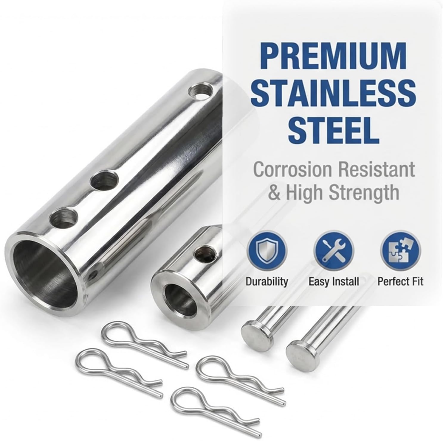 2 in 1 Trailer Jack Drill Adapter for 1 inch & 1/2 inch Jack Drive Shaft- Stainless Steel, with 1/2 Inch Socket Adapter Fits Cordless Drills for Top Wind Jacks