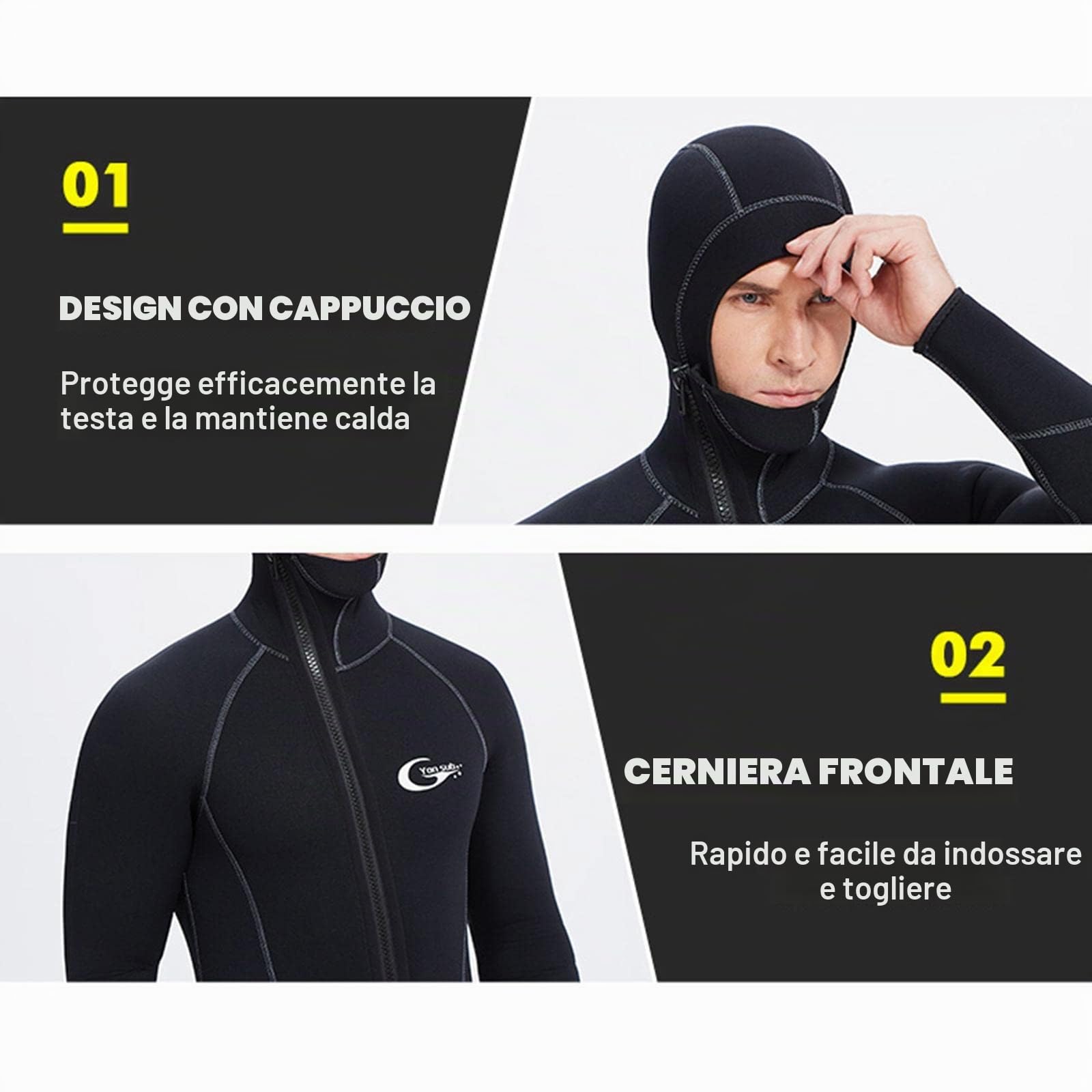 F Fityle Muta da uomo Muta in neoprene 5mm Muta da sub - XL