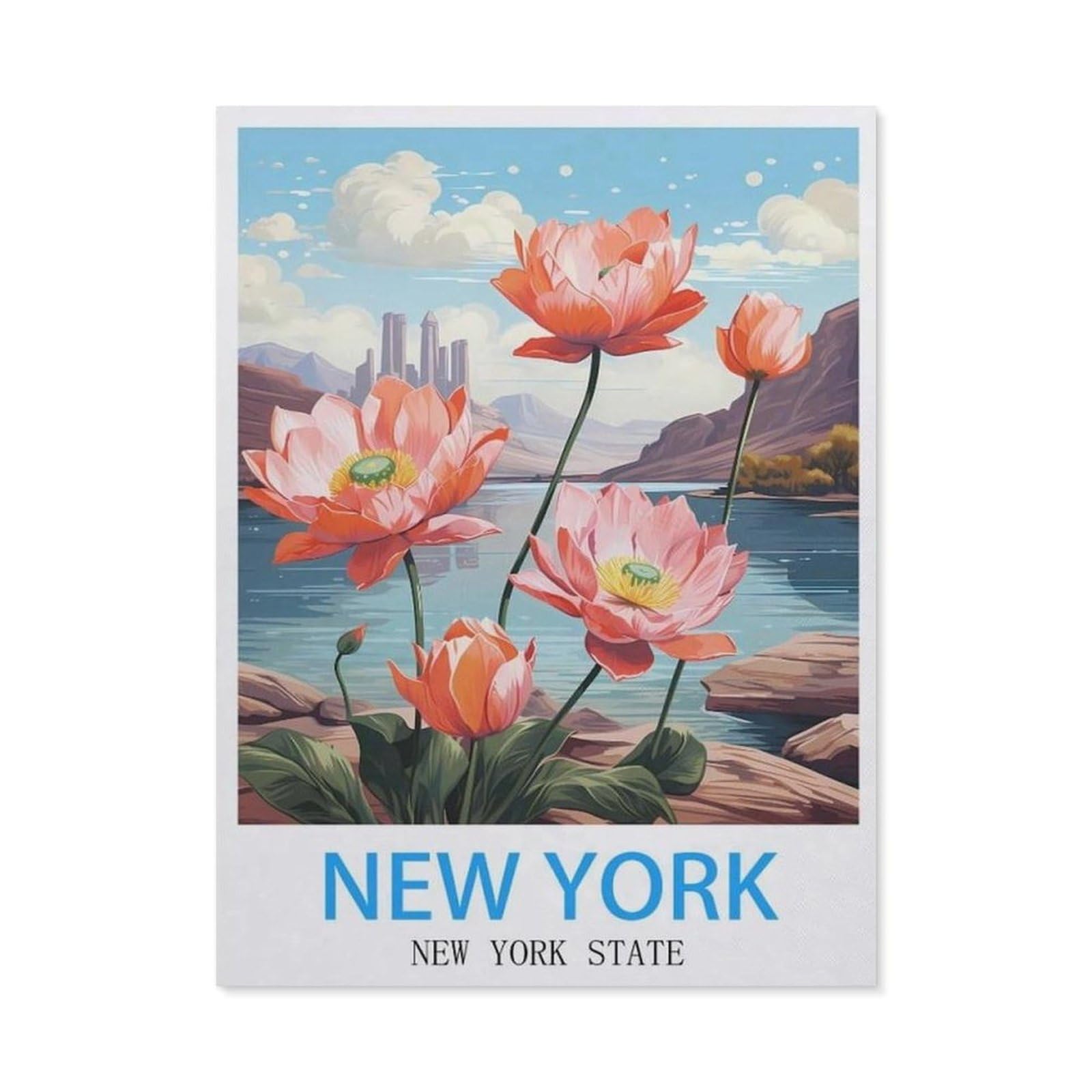 BEAYODKP 5D Diamond Painting Set for Adults and Children，New York New York State Vintage Travel Posters，DIY Diamond Crystal Rhinestone Embroidery Painting（40 x 50 cm/15.74 x 19.68 inches）-BW44