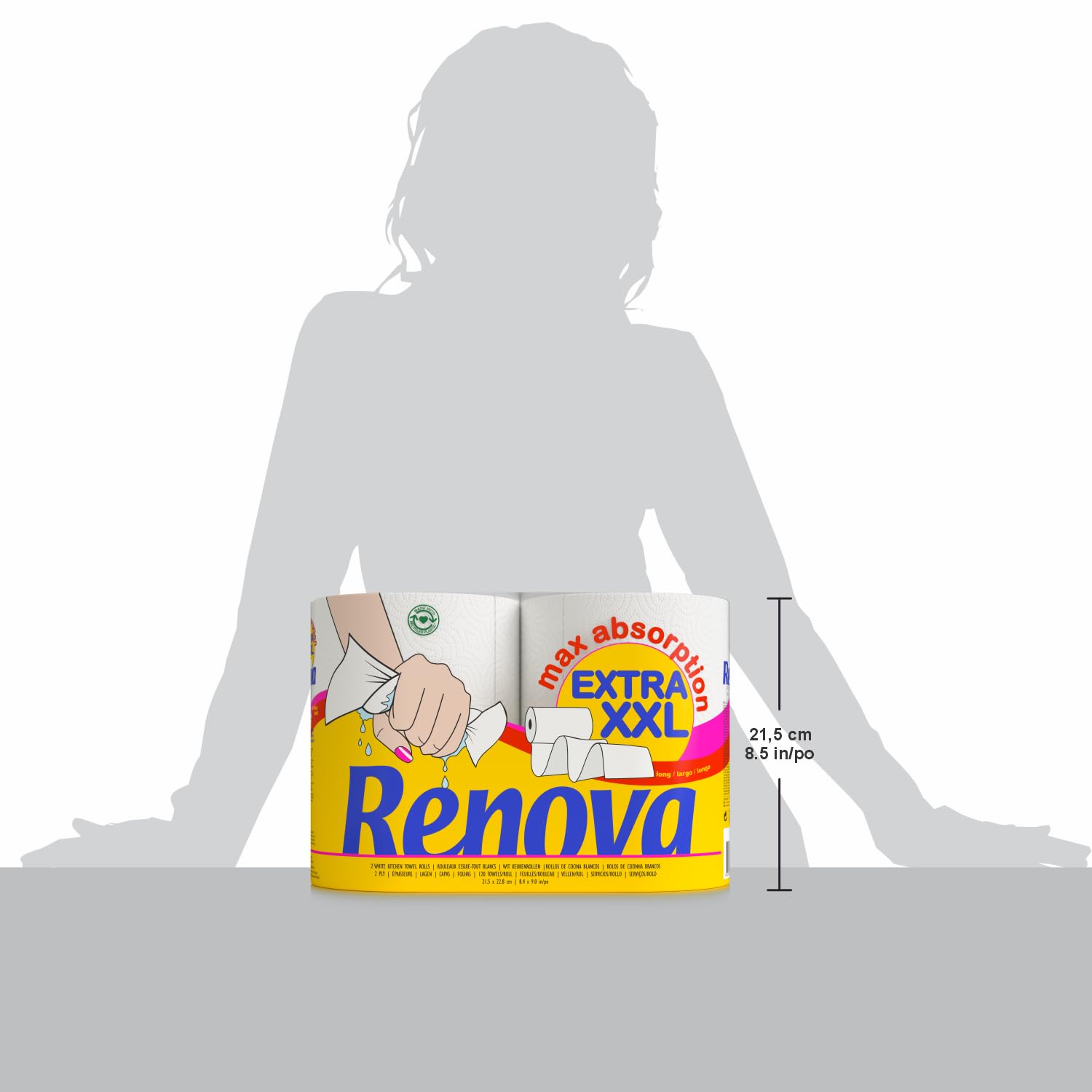 Renova Rotoli da cucina Maxi Absorption Extra XXL – 2 rotoli formato triplo