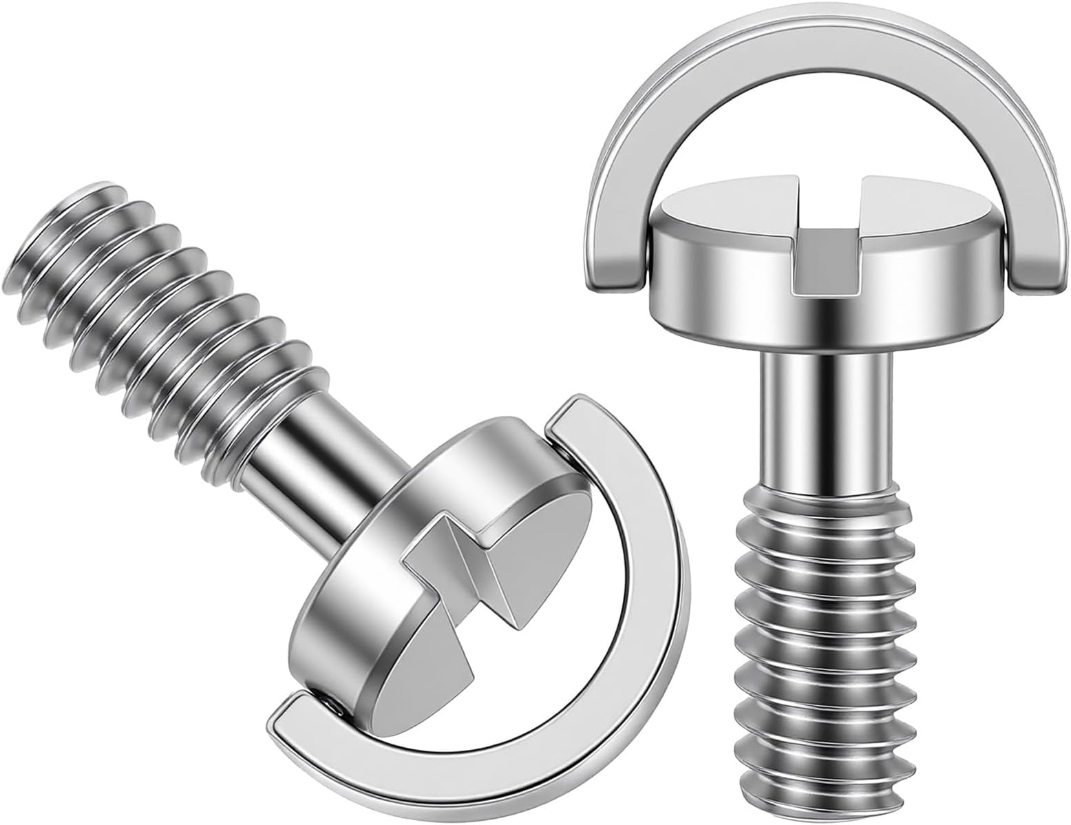 2 Pcs 1/4-20 Thread D-Ring Camera Fixing Screws, Stainless Steel Tripod Camera Mount Screw Quick Release Mounting Screw Adapter for Camera Camcorder Tripod Monopod QR Quick Release Plate