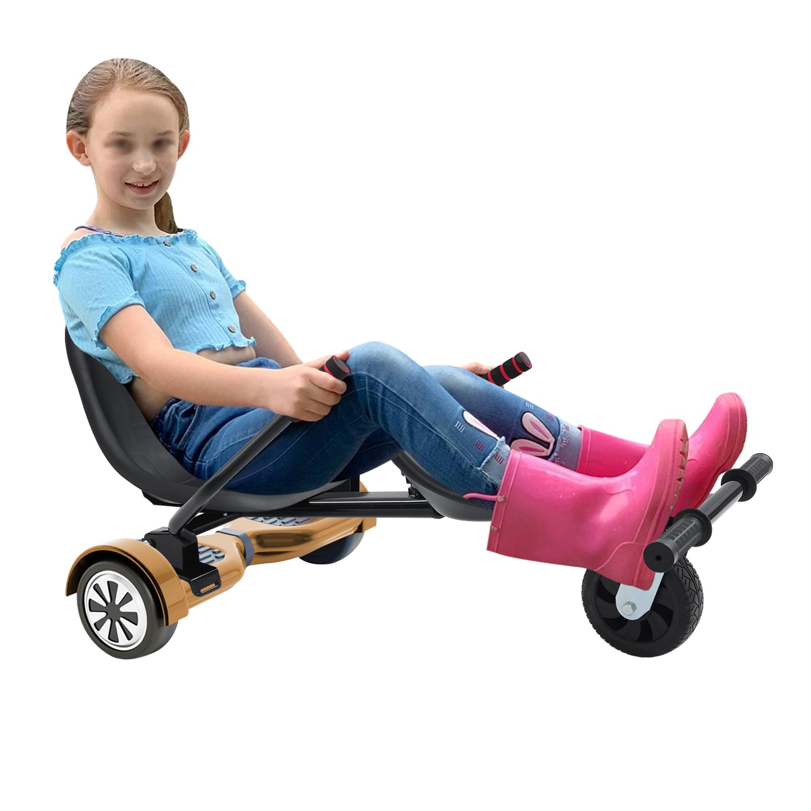 Hoverboard Double siège pour adultes et enfants - Accessoires de kart - Hoverboard réglable - Deux ronds - Auto-équilibrage - Noir