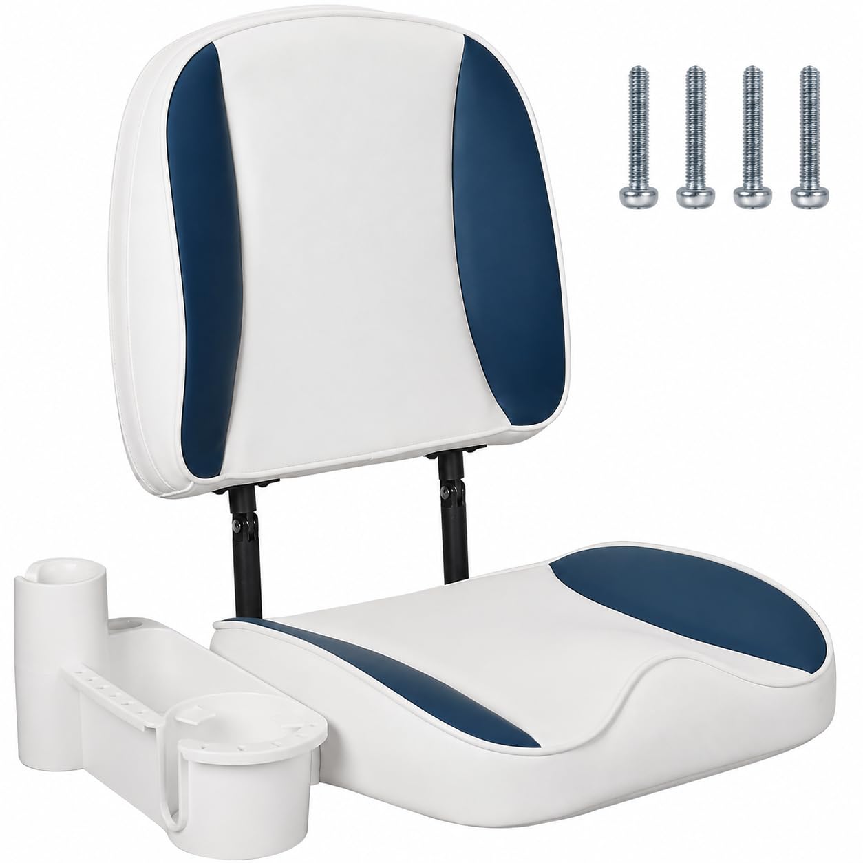 ERGOSEAT Low Back Folding Fishing Boat Seat with Cup Holder &amp; Storage