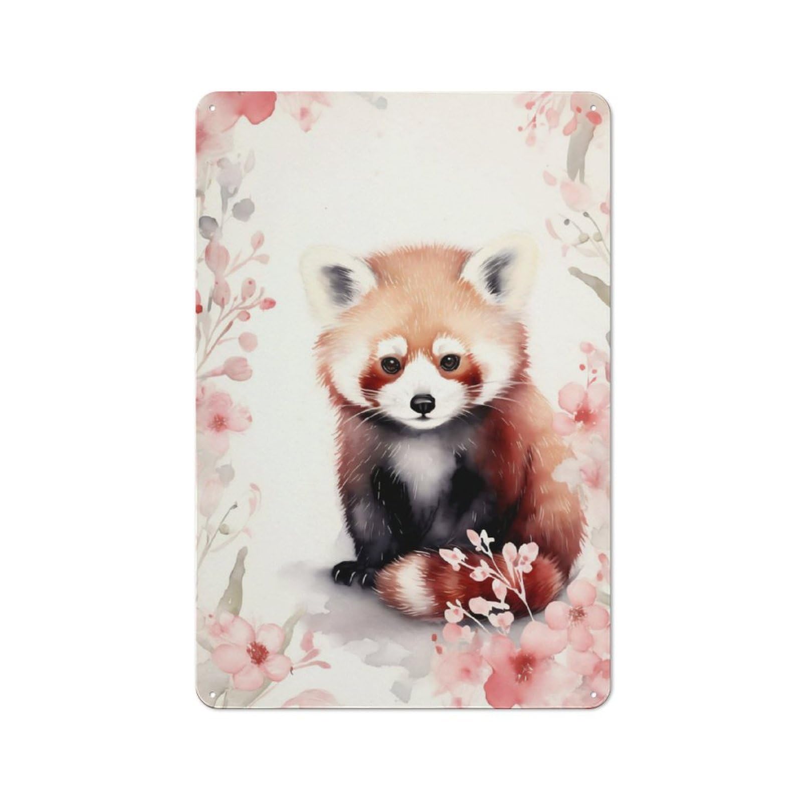 Industrial Red Panda in Watercolor Decorative Metal Plaque 30x20cm, Studio Wall Art for Flat, Bar, Studio Or Gallery Wall