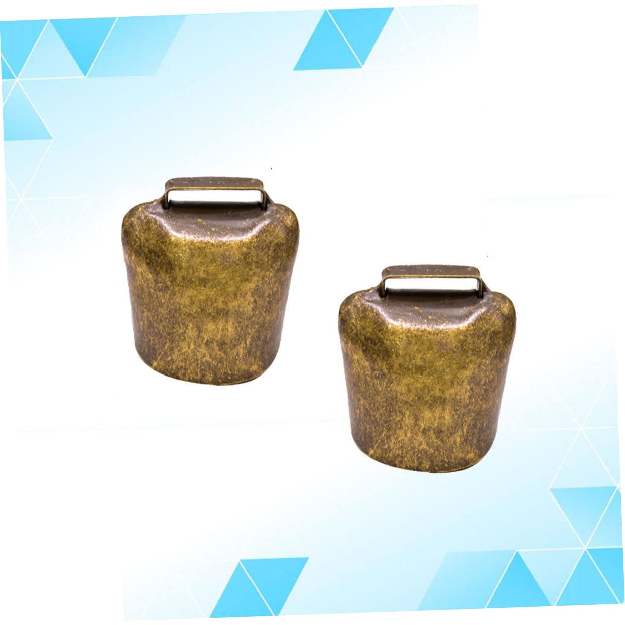 Gogogmee Thicken Iron Animal Bells 2pcs Farming Sheep Horse Cow Bells Bell Hanging Decor DIY Supplies Middle Size 37g Bronze Tone