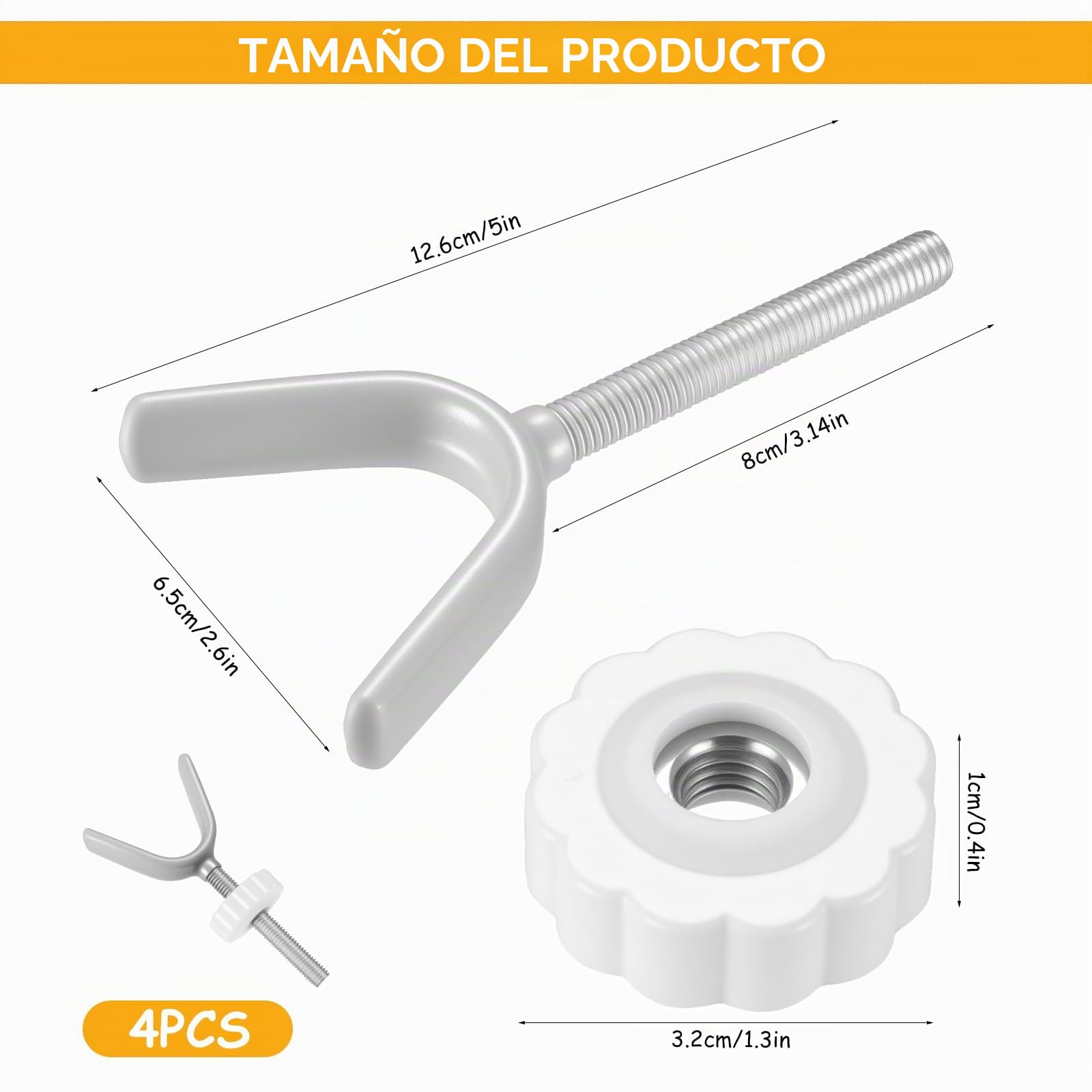 4 Piezas Tornillos de Presión para Puertas de Seguridad, M10 Tornillos en Y para Barreras de Escaleras, Kit de Extensión para Puertas de Bebé y Protección Infantil