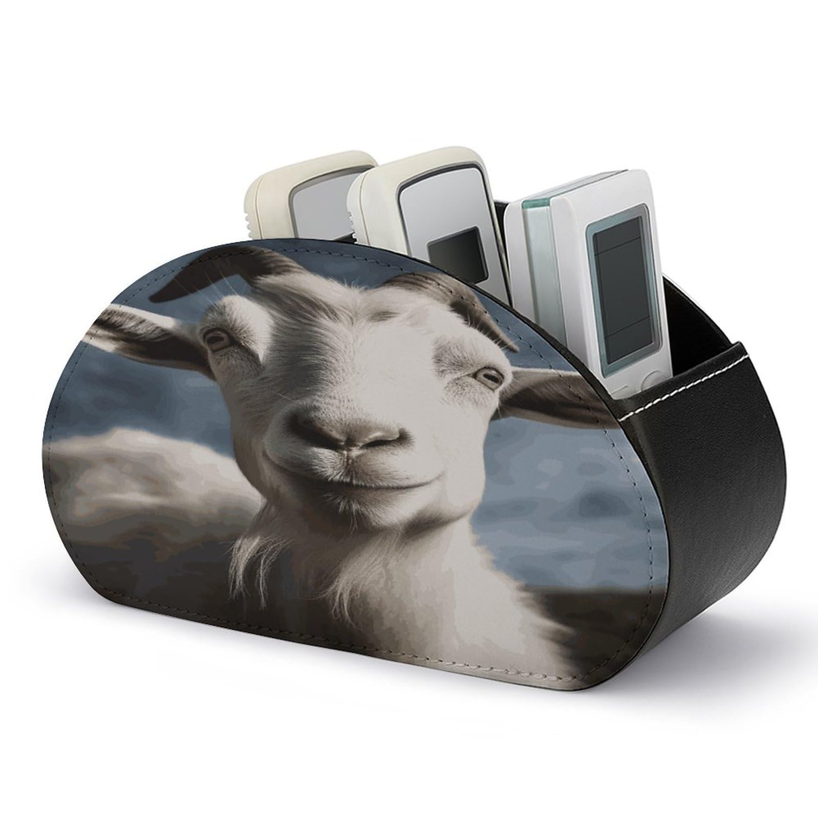 FekiLoot Goat Remote Control Holder with 5 Compartments Remote Organizer Caddy for Table TV Remote Caddy Storage Box/Tray Fits Media Controllers Office Supplies