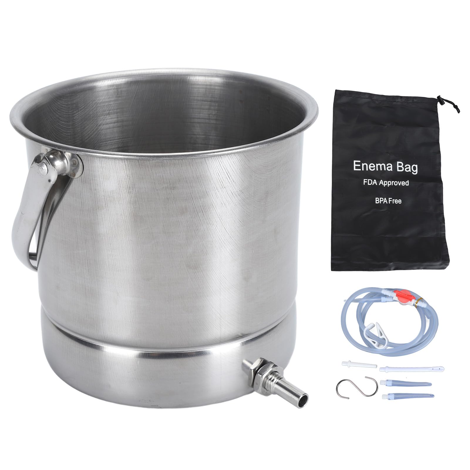 Kit de cubo, de ducha reutilizable de acero inoxidable de 1,6 L para limpieza de colon, desintoxicación, uso doméstico