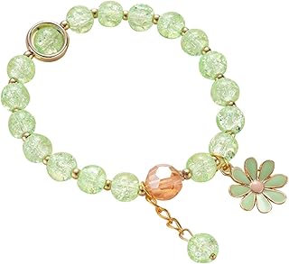 Pulsera infantil de amatista con flores coloridas, pulsera de cuentas y cuerda elástica, relojes de agua para hombre
