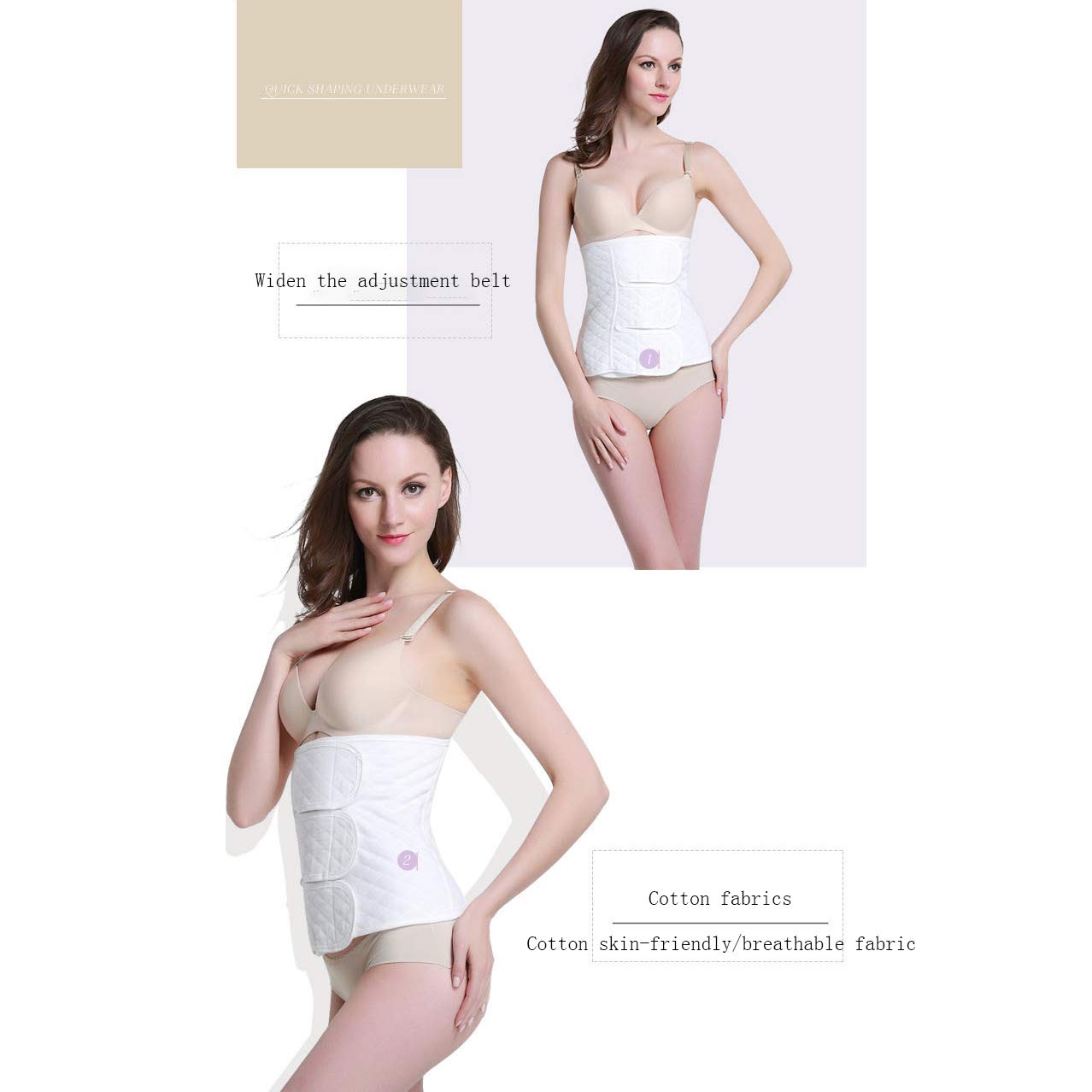 Post Belly Band Postpartum Cintura per Cintura Cinturante per Pancia, Shapewear, Cintura pelvica/Sezione c/Cotone Traspirante 2 in 1,Bianca,M