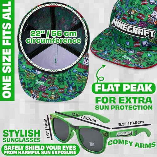 Image of Get Trend Pokemon | Minecraft | Fortnite | Super Mario Kids Baseball Cap, Sunglasses Set UV Protection, Gamer Gifts for Boys