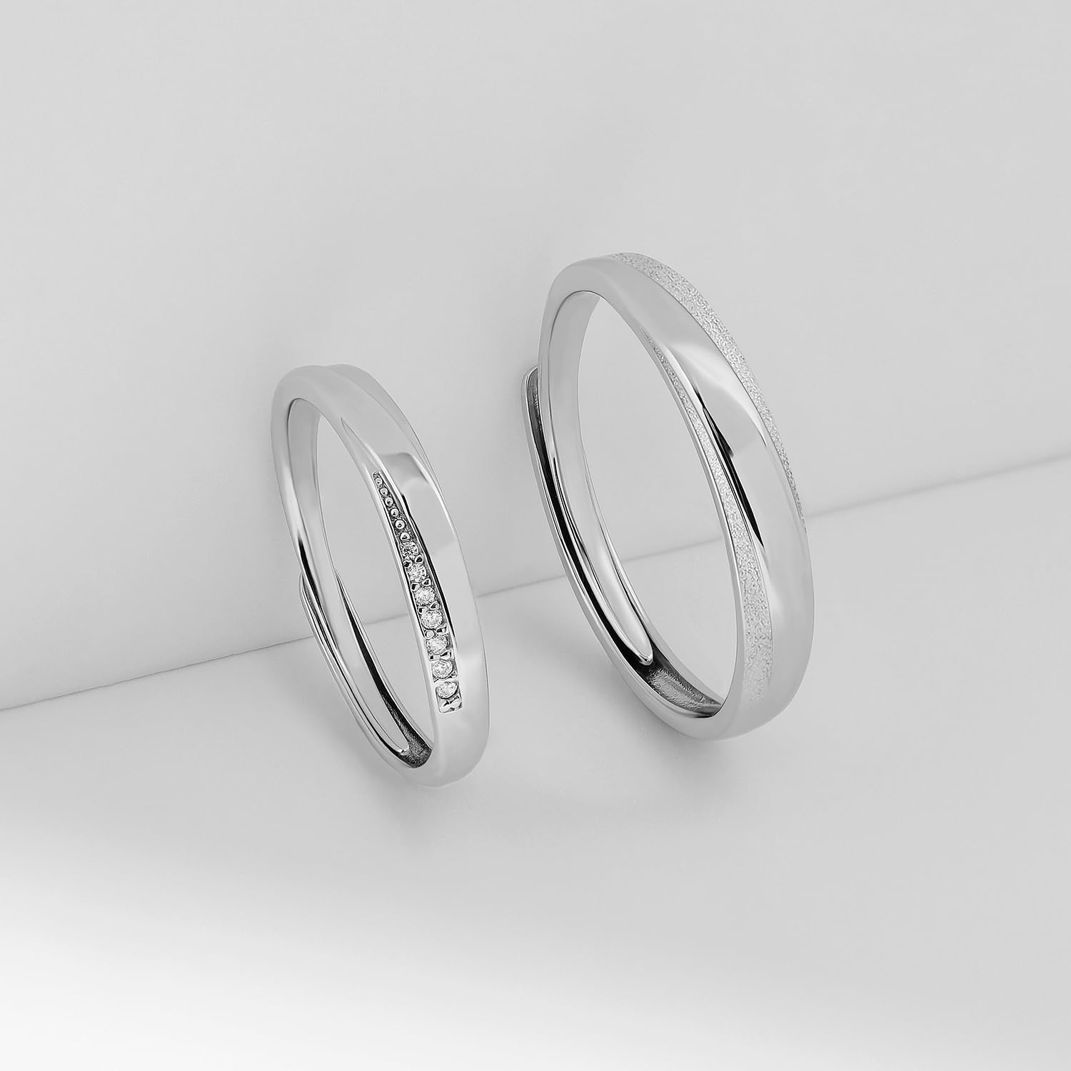 Meissa 2 Piezas Anillos Pareja para Hombres y Mujeres 925 Plata Anillos de Boda Alianza Ajustable Anillo de Promesa Anillos Pareja Juego