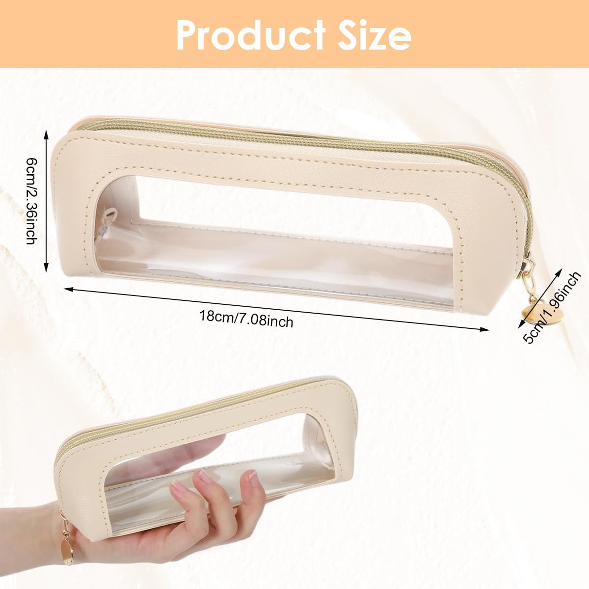 MAYCREATE® 1pcs Makeup Pouch Bag Small Makeup Brush Holder Case Portable Brushes Travel Make Up Pouch for Woman Minimalist Student Stationery Organizer PU Zipper Pencil Case