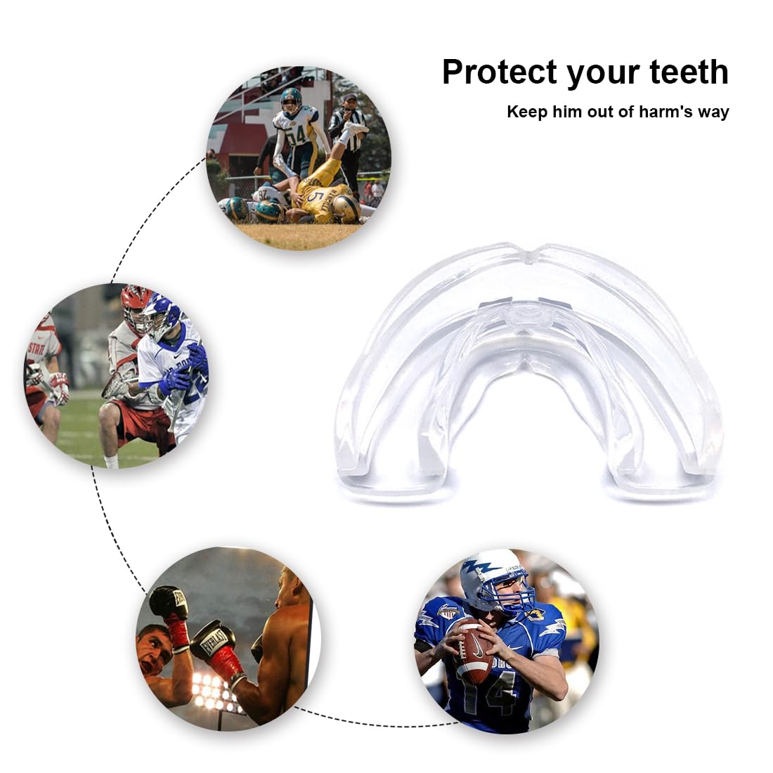 Lot de 2 protège-Dents de Sport pour Enfants, Adultes, Adolescents avec étui en Plastique pour l'école, Les Sports de Combat, Le Rugby, Le Football, Le Hockey, la Boxe et Plus Encore