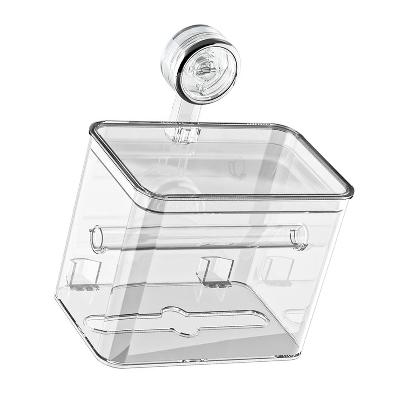 Clear Suction Cup Box Practical Bathroom Tissue Holder Strong Suction Design Household Bathroom Space Saving Tissue Box